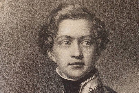Otto, King of Greece, portrait of a man with curly hair in historical uniform, Historical Museum,