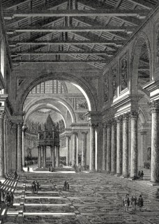 Interior view of Old St. Peter's Basilica, Vatican, Rome, Italy