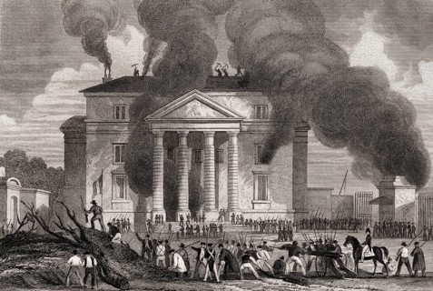 Barrière Saint-Denis, 1830, July Revolution, Paris, antique steel engraved print, 1831