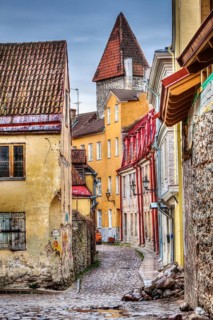 Tallinn Old Town street, Estonia. High Dynamic Range (HDR) image