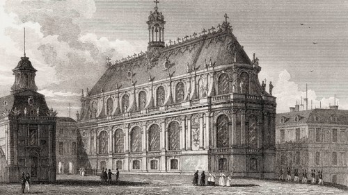 The chapel of Versailles, near Paris, antique steel engraved print, 1831