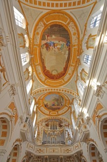 Interior view with ceiling fresco by painter Januarius Zick 1783 by baroque master builder Johann