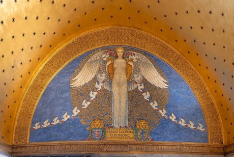 Mosaic painting Fortuna by Joseph Maria Olbrich, wedding tower, Mathildenhöhe Darmstadt, UNESCO