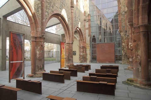 Interior view of Romanesque St. Christoph built around 1240, church ruins, Mainz,