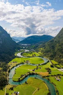 Meandering river Stryneelva, Stryn, Norway