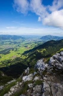 Panorama from the Rubihorn, 1957m, into the Illertal, Allgäu, Bavaria, Germany