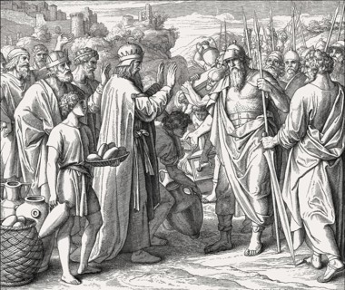 Abram and Melchizedek, king of Salem, Old Testament, by Julius Schnorr von Carolsfeld, 1860