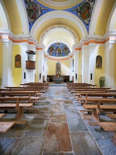 Interior view of the church of Santa Maria Lauretana, Sonogno, Valle Verzasca, Verzasca Valley,