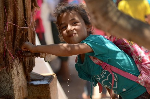 Atmeh Refugee Camp, Idlib, Syria. June 17th 2013. Internally displaced child Syrian refugees in the
