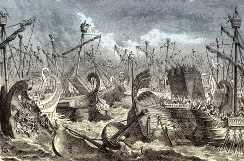 A naval battle in ancient Rome