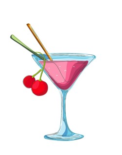 Cherry martini cocktail over white background, vector illustration