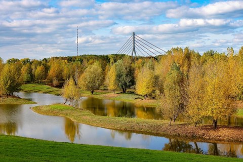 Wesel, Lower Rhine, North Rhine-Westphalia, Germany - autumn on the Lippe, trees with colorful
