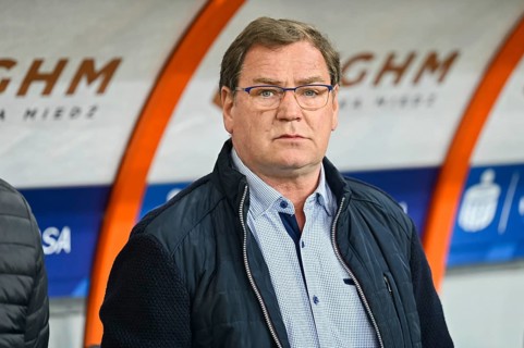 LUBIN, POLAND - APRIL 14, 2023: Football match Polish PKO Ekstraklasa between KGHM Zaglebie Lubin