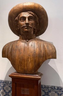 Wooden bust of Henry the Navigator in the Palácio da Bolsa, neoclassical style stock exchange,