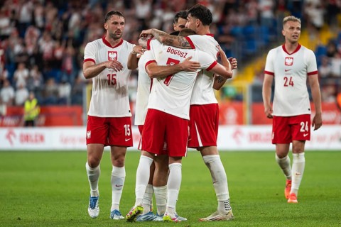 CHORZOW, POLAND - JUNE 6, 2025: Friendly match Poland - Moldova. Joy after scoring goal team of