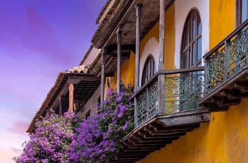 Columbia, Unesco site, colorful Cartagena Walled City Cuidad Amurrallada in historic city center