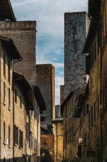 Medieval alley, old town, architecture, building, San Gimignano, Tuscany, Ital