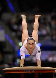Madita Mayr GER Vault Action Gymnastics, EnBW DTB-Pokal, Porsche-Arena, Stuttgart,