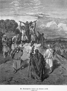 Fourth book of Moses, chapter 13, verse 27, The scouts return from Canaan, a land in which milk and
