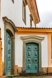Wooden doors of an old baroque church in the city of Mariana, Minas Gerais Mariana, Minas Gerias,