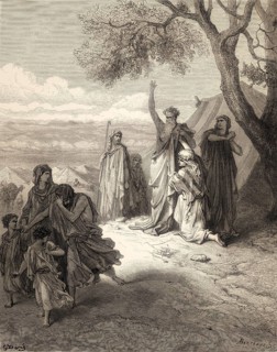 Noah Curses Ham and Canaan, Old Testament, woodcut by Gustave Doré