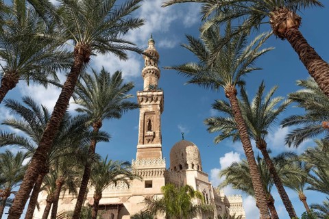 Alexandria, Egypt. December 3rd 2022 13th century Islamic architecture of Abu Al Abbas al Mursi