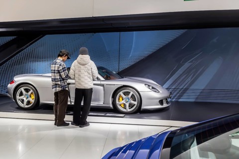 Porsche Museum Stuttgart-Zuffenhausen. Porsche Carrera GT built in 2006. The automotive museum of