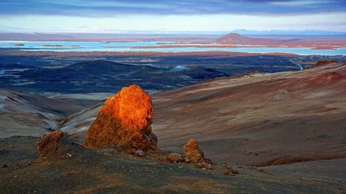 Europe, Scandinavia, Iceland, Namaskard, volcanism, view of Mynatn, mosquito lake