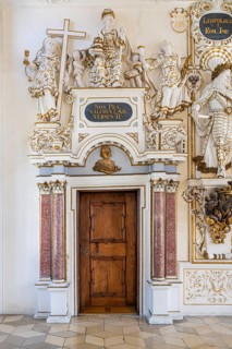 Detailed view of the baroque reception hall, Salem Castle, former imperial abbey, former monastery