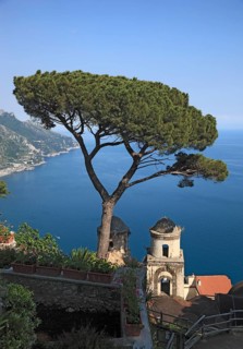 View from Villa Rufolo of the Gulf of Salerno and the towers of the Church of Chiese dell