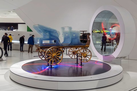 Porsche Museum Stuttgart-Zuffenhausen. Egger-Lohner C2 Phaeton electric car. model The automotive
