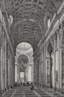 Interior view of the Papal Basilica of St. Peter, Vatican City, Rome, Italy, 19th Century