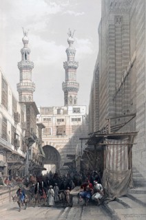 Minarets and grand entrance of the Metwaleys in Cairo, Egypt, around 1850, Historical, digitally