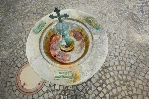 Three healing springs from a round well with imperial apple, warm well, milk well,
