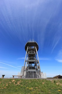 Noah's Sails lookout tower at Ellenbogen, 813 m. high mountain of the Rhoen in the district of
