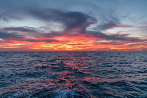 Captivating view of the Mediterranean sea during sunset or sunrise at Costa Blanca, showcasing
