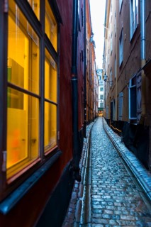 Houses in an alley of Gamla Stan, old town, centre, attraction, famous, city centre, city trip,