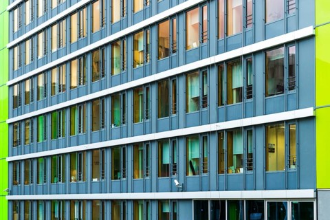 Modern high-rise office building in the European Quarter on the Kirchberg Plateau in Luxembourg