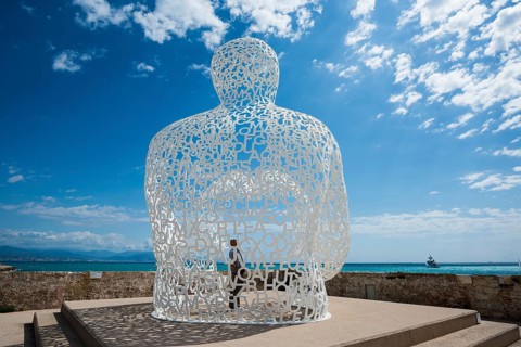 Sculpture made of letters, Le Nomade, artist Jaume Plensa, Antibes, Provence Alpes Côte d'Azur,