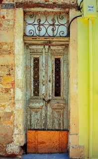 Old front door, house entrance, Chania, Crete, Greece