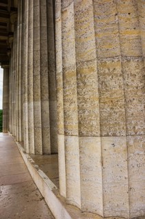 Fluted column structure of the outer columns of the Walhalla Hall of Fame in Donaustauf on the