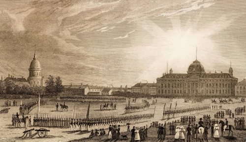 Champ de Mars, the École Militaire, Paris, antique steel engraved print, 1831