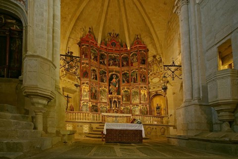 High altar in Santa Maria La Mayor, interior view, church, Trujillo, Extremadura, Spain