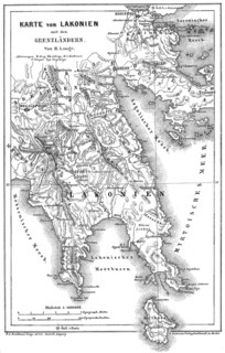 Map of Laconia, a historical and administrative region of Greece