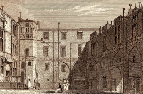 Hotel Du Preux, Paris, antique steel engraved print, 1831