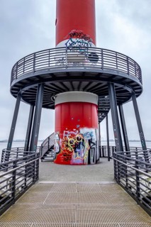 The lighthouse of Blankenese, seafaring, shipping, landmark, graffiti, Hamburg, Germany