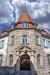 Former post office, built in 1906, today public library and residential building, Friedrich-Ebert-