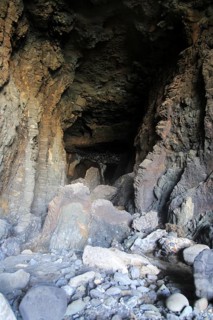 Rock fall inside sea cave ay Ajuy, Fuerteventura, Canary Islands, Spain