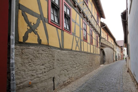 Historisches half-timbered house, Postgasse, Meiningen, Thuringia, Germany