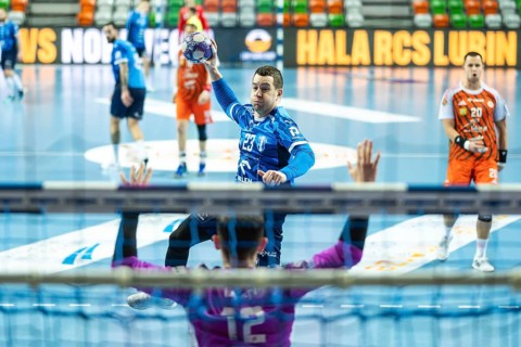 LUBIN, POLAND - FEBRUARY 8, 2026: Polish PGNiG Superleague men handball match between MKS Zaglebie